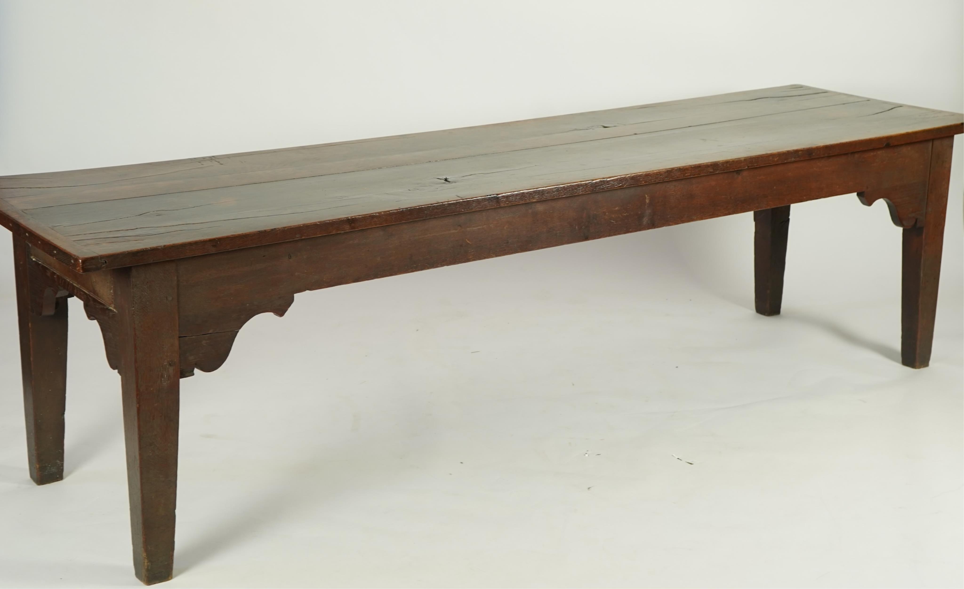 A 19th century rectangular oak refectory dining table